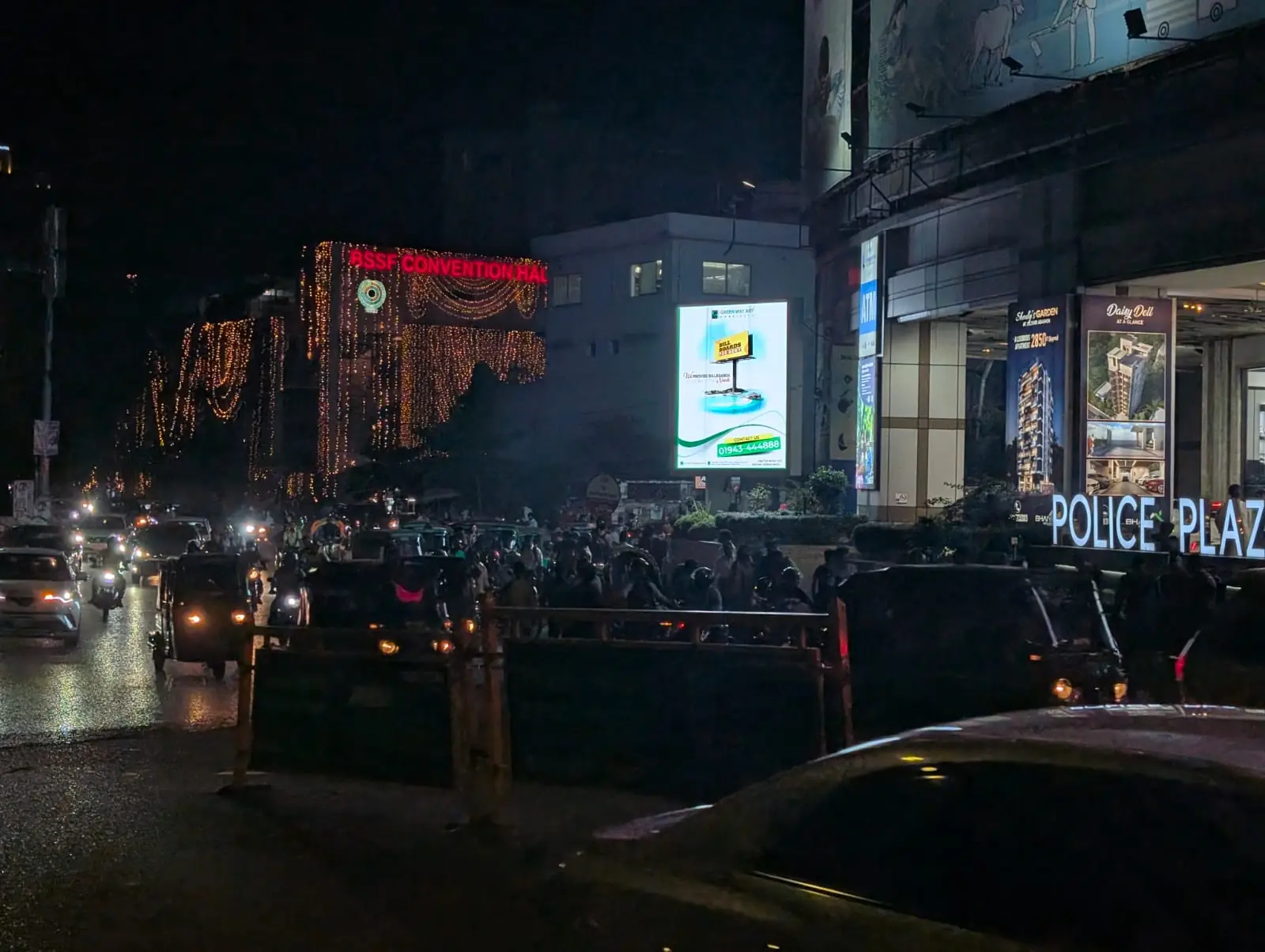 Police Plaza LED screen at night