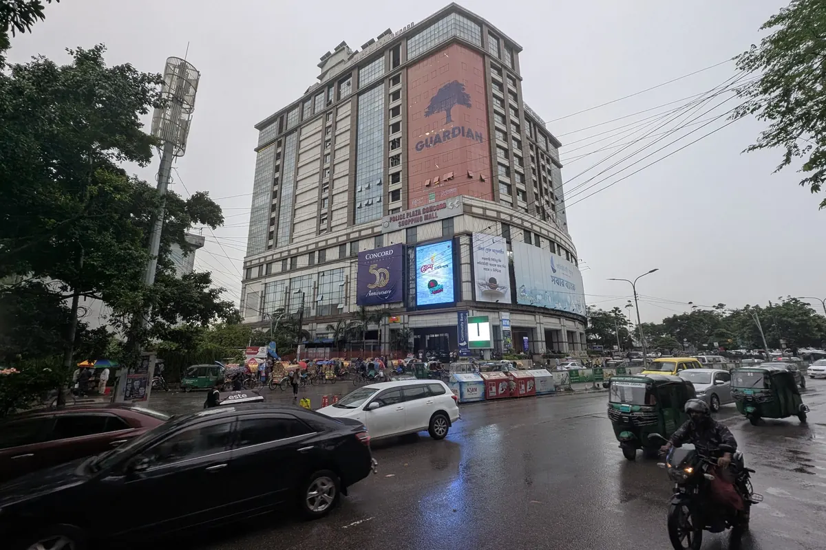 LED advertising screens at a busy Gulshan intersection